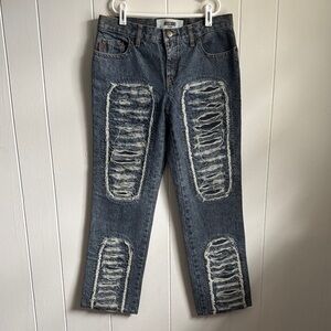 Moschino Women's Washed Medium Blue Donna Distressed Jeans Sz 27